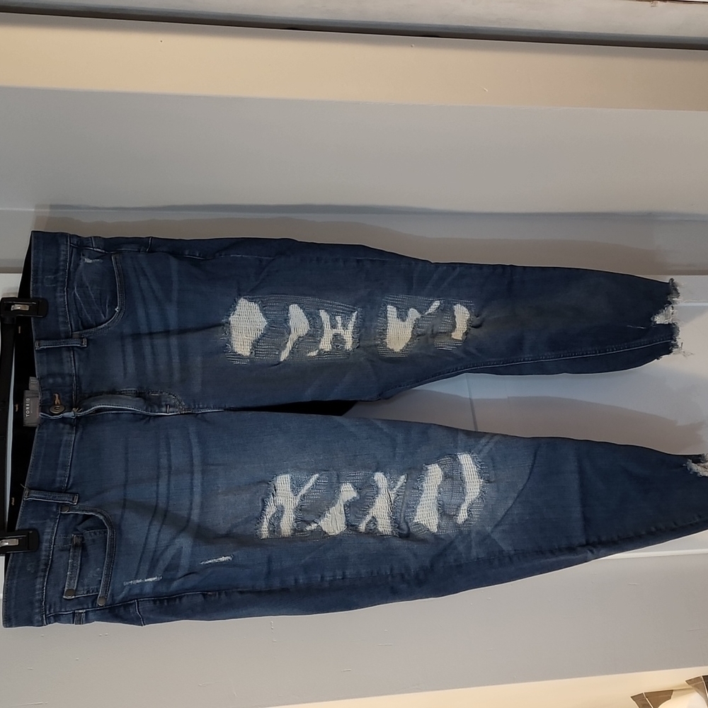 Torrid, distressed skinny jeans. 24